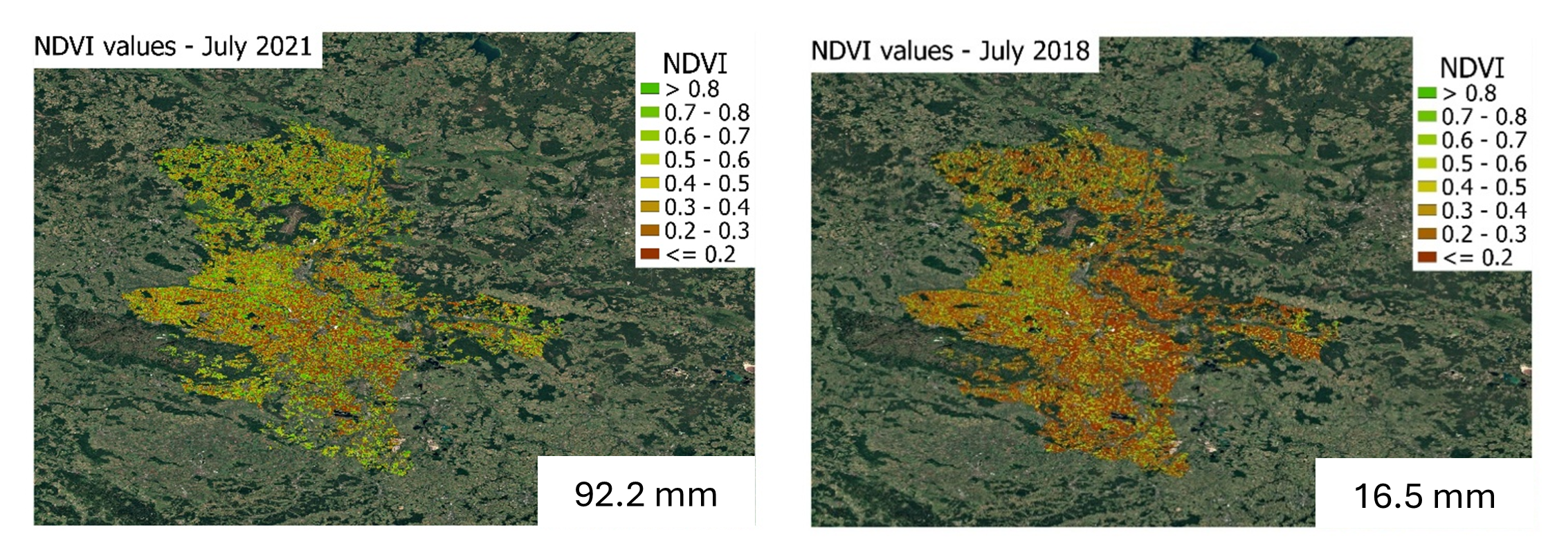 NDVI vs Rainfall correlation chart for Sachsen Anhalt