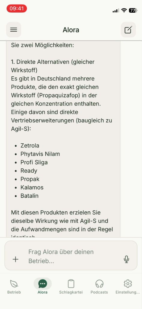 Alora — list of direct alternatives with the same active ingredient propaquizafop