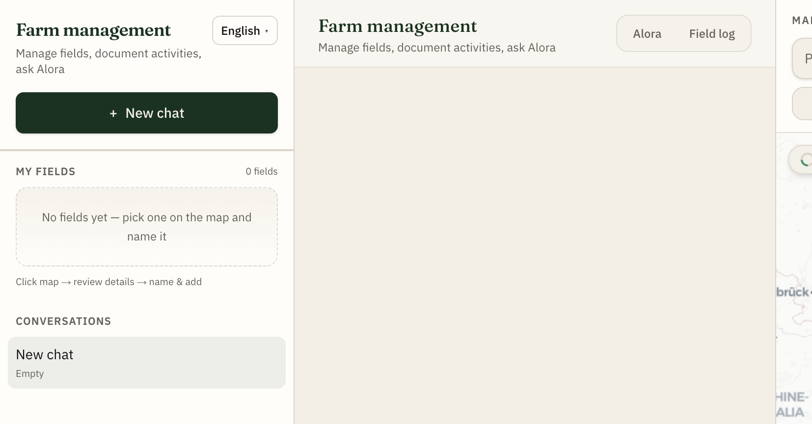 Alora field chat demo on agri-chat.de