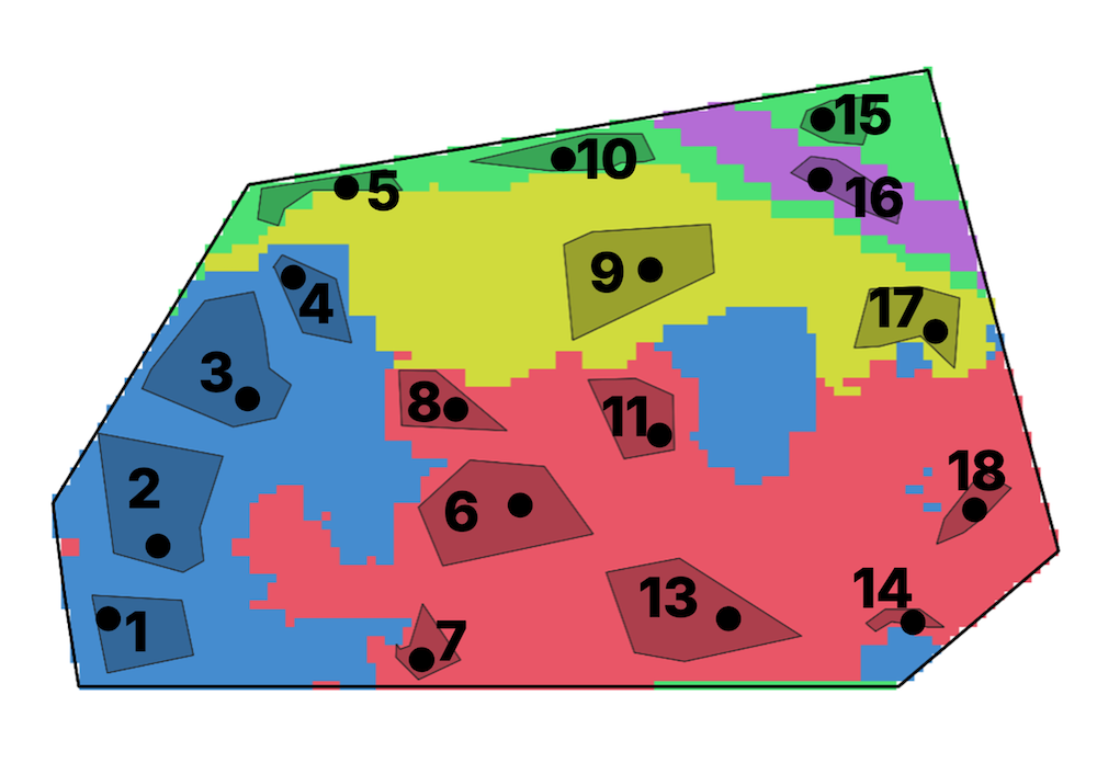 Smart sampling zones on a real field