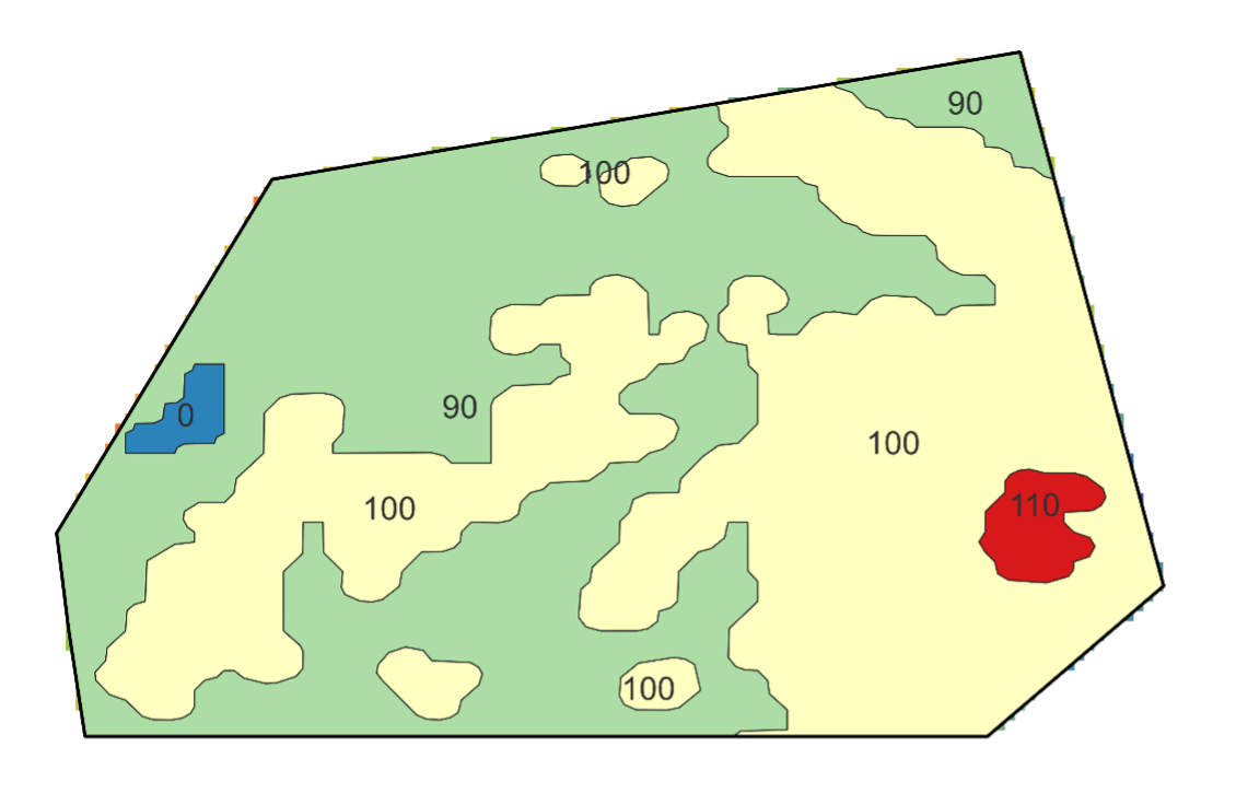 Fertilization zones map – classified phosphorus application areas
